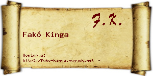 Fakó Kinga névjegykártya